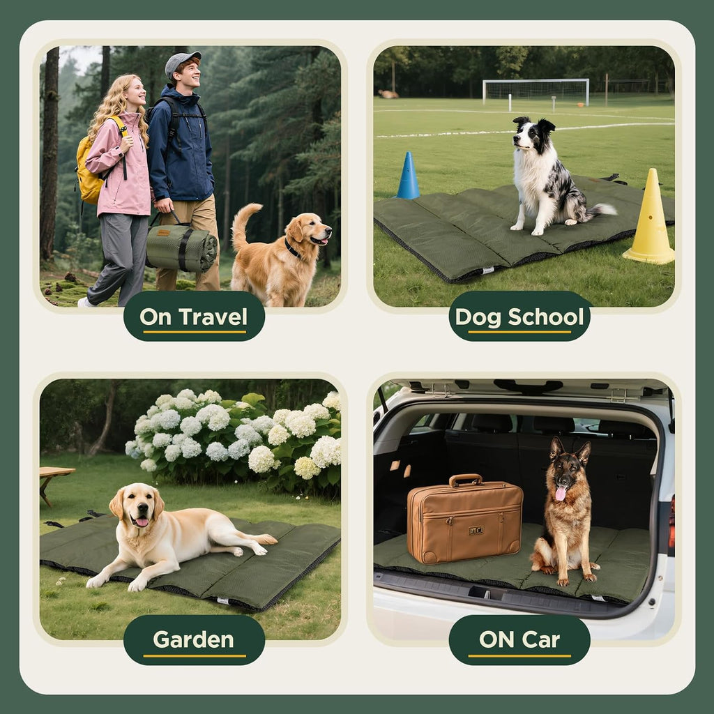 Gimars Upgraded Thickened XL Outdoor Dog Bed with Waterproof Film, Easy to Roll Up with Buckle, Large Travel Pet Bed for Large & Extra Large Dog, Portable, Foldable, Washable for Camping,Traveling