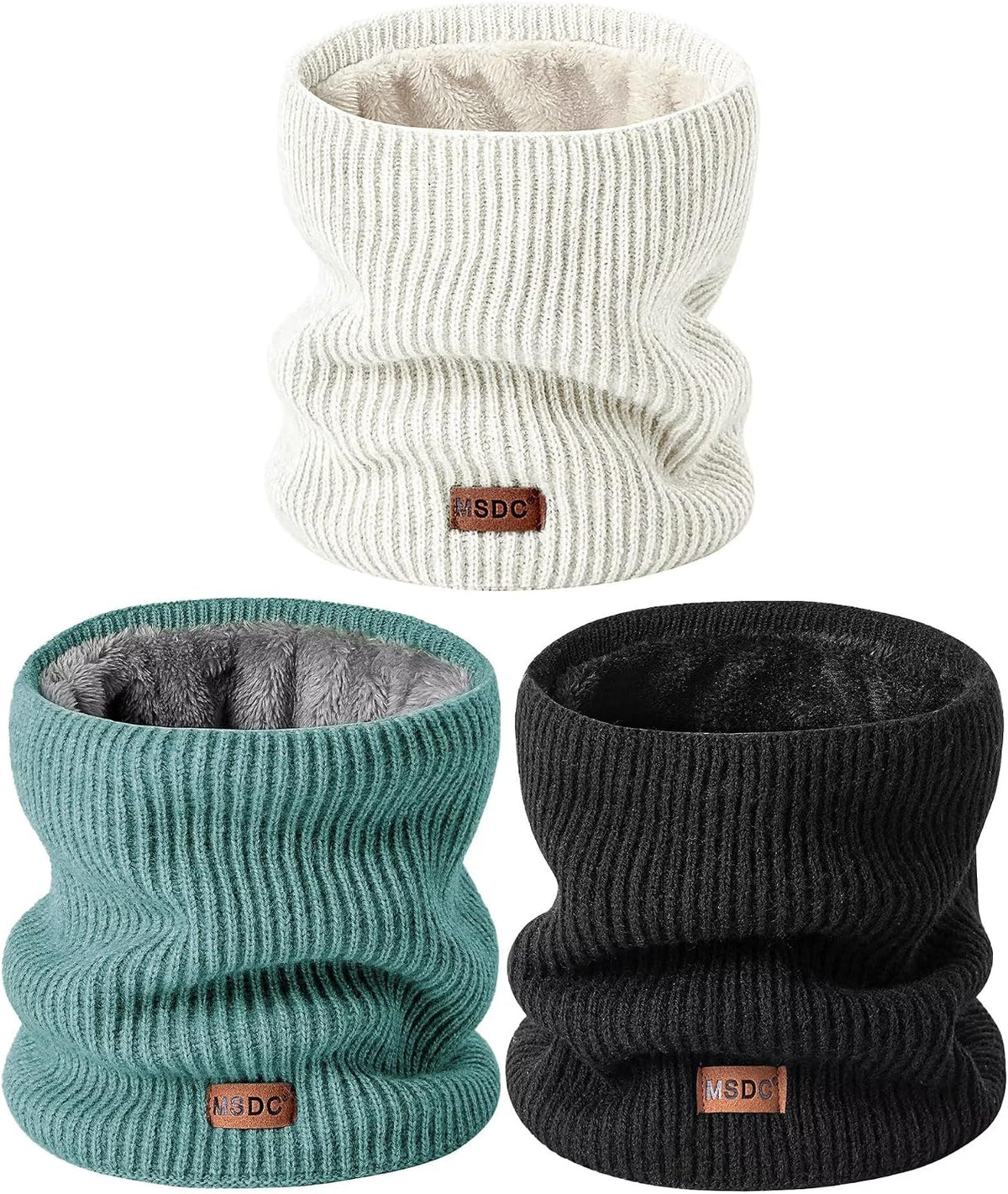 MSDC Winter Neck Gaiters for Men 3 Pack,Neck Warmer Men Women with Thermal Thick Warm Fleece Lined Cold Weather