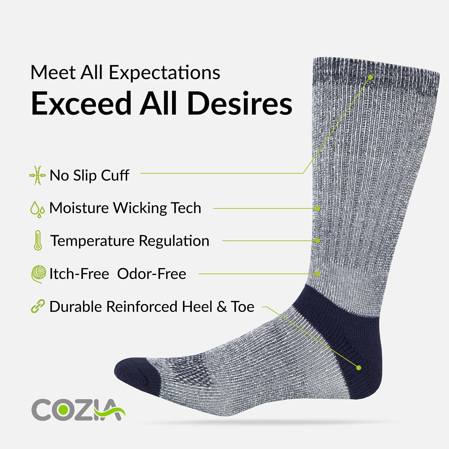 COZIA Merino Wool Socks for Men & Women Casual Warm Winter Cozy Thermal Socks