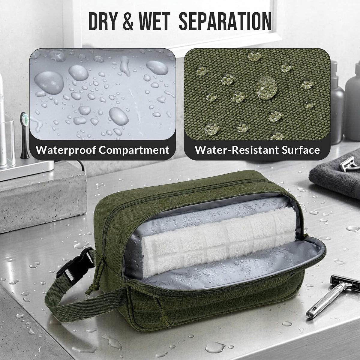 Tactical Toiletry Bag for Men Hygiene Bag Military Tool, Green