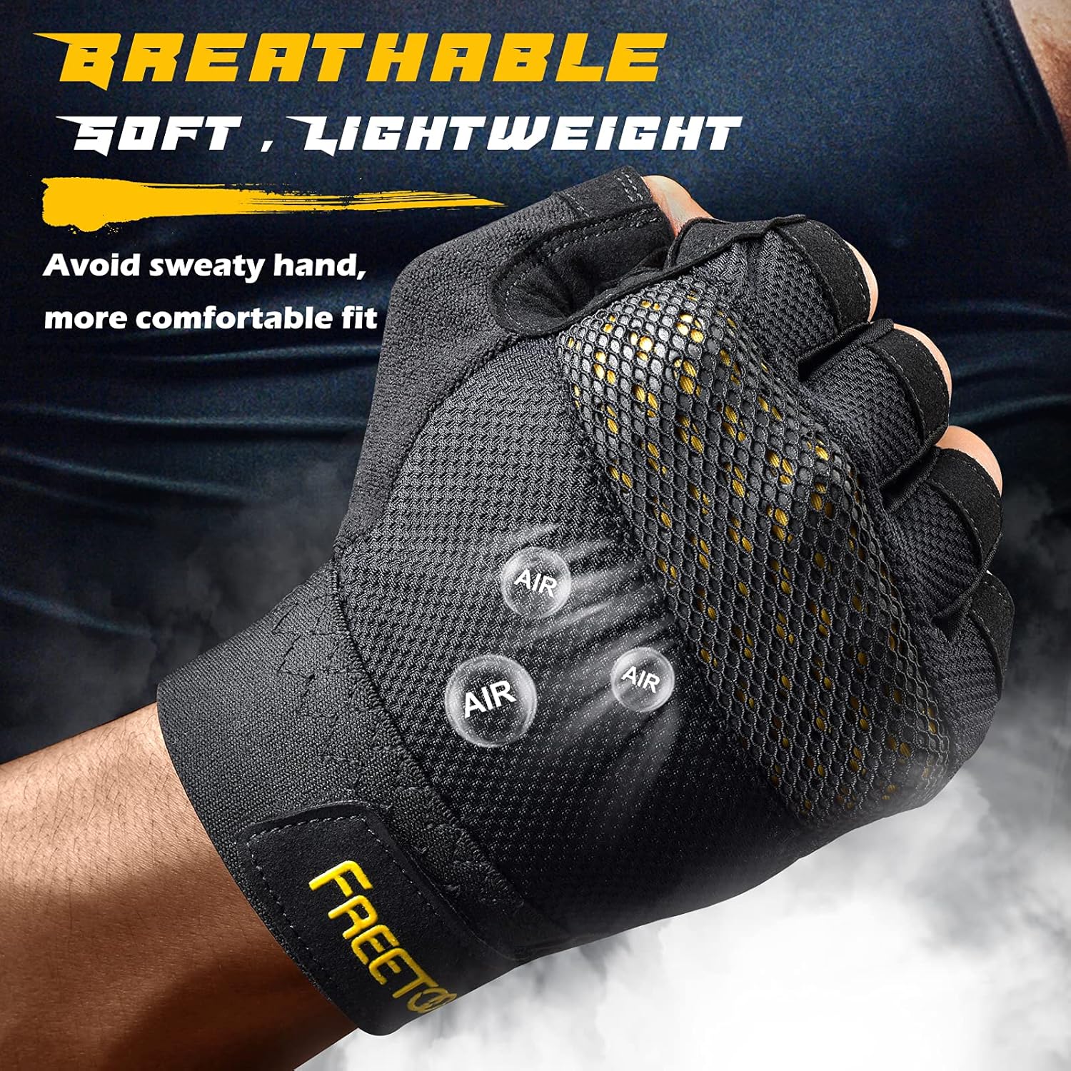FREETOO Fingerless Workout Gloves for Men,Padded Palm Weight Lifting Gloves
