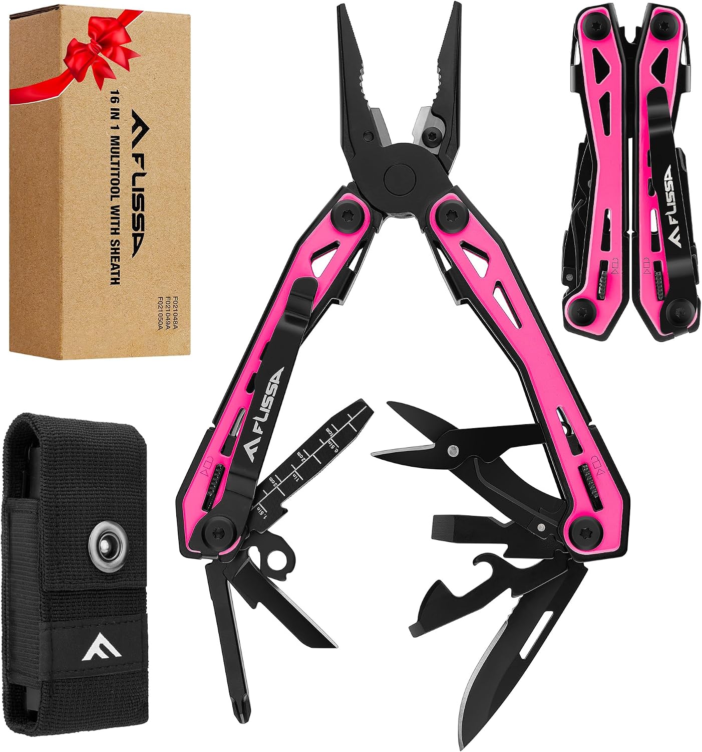 FLISSA 16-In-1 Multi-Tool Pliers, EDC Multitool, Multipurpose Tool, Pink