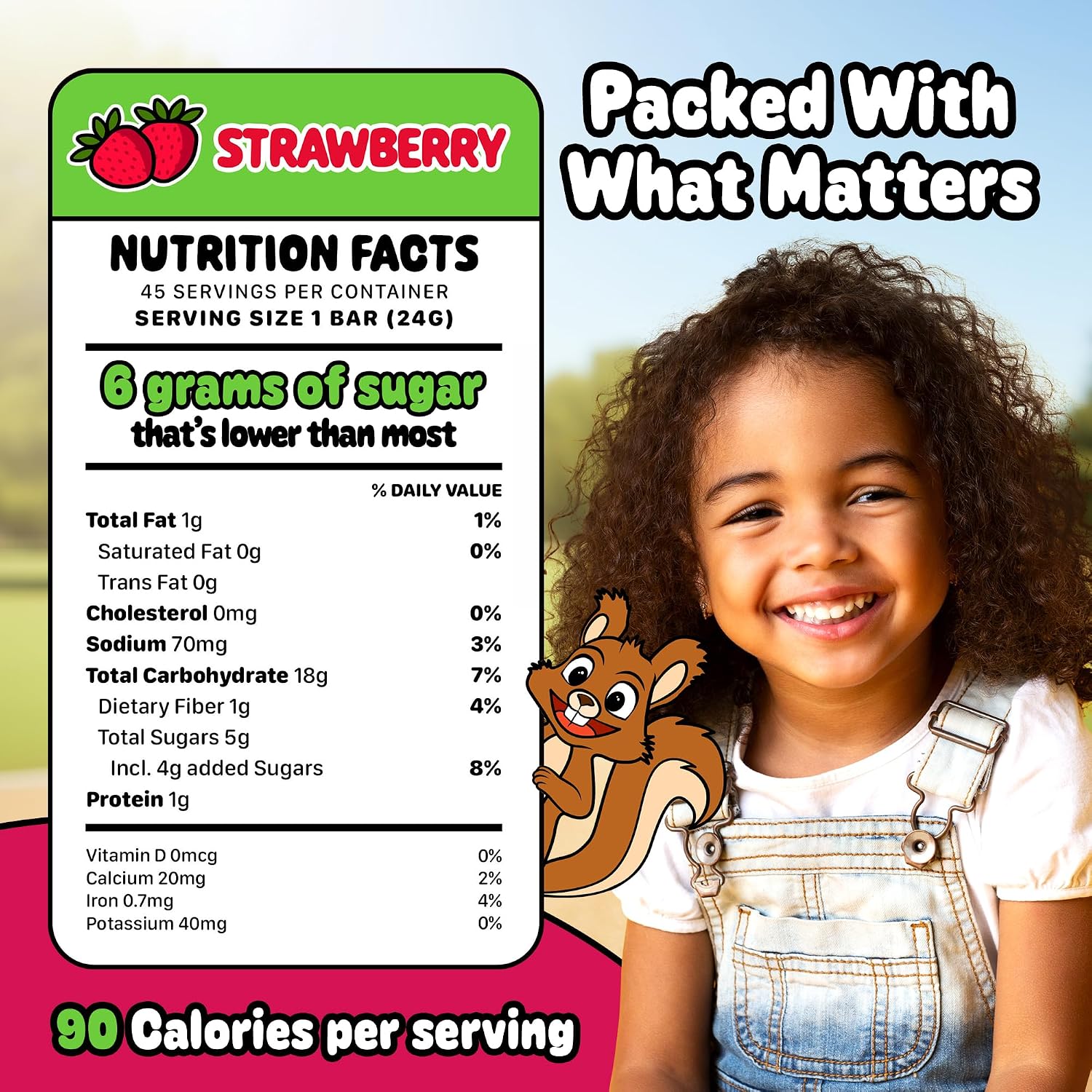 Snakkidz Organic Granola Bars, Strawberry, Seed oil free, 45 Bars