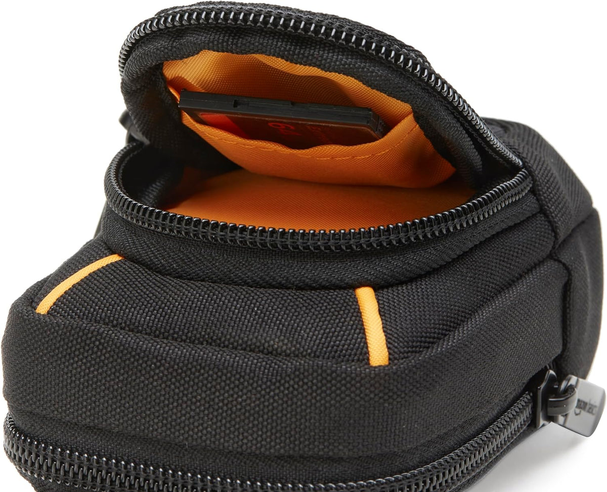 Amazon Basics Large Point and Shoot Padded Camera Case with Adjustable Shoulder Strap, Belt Loop, Interior Dimension 5.2 x 3.2 x 1 inches, Black