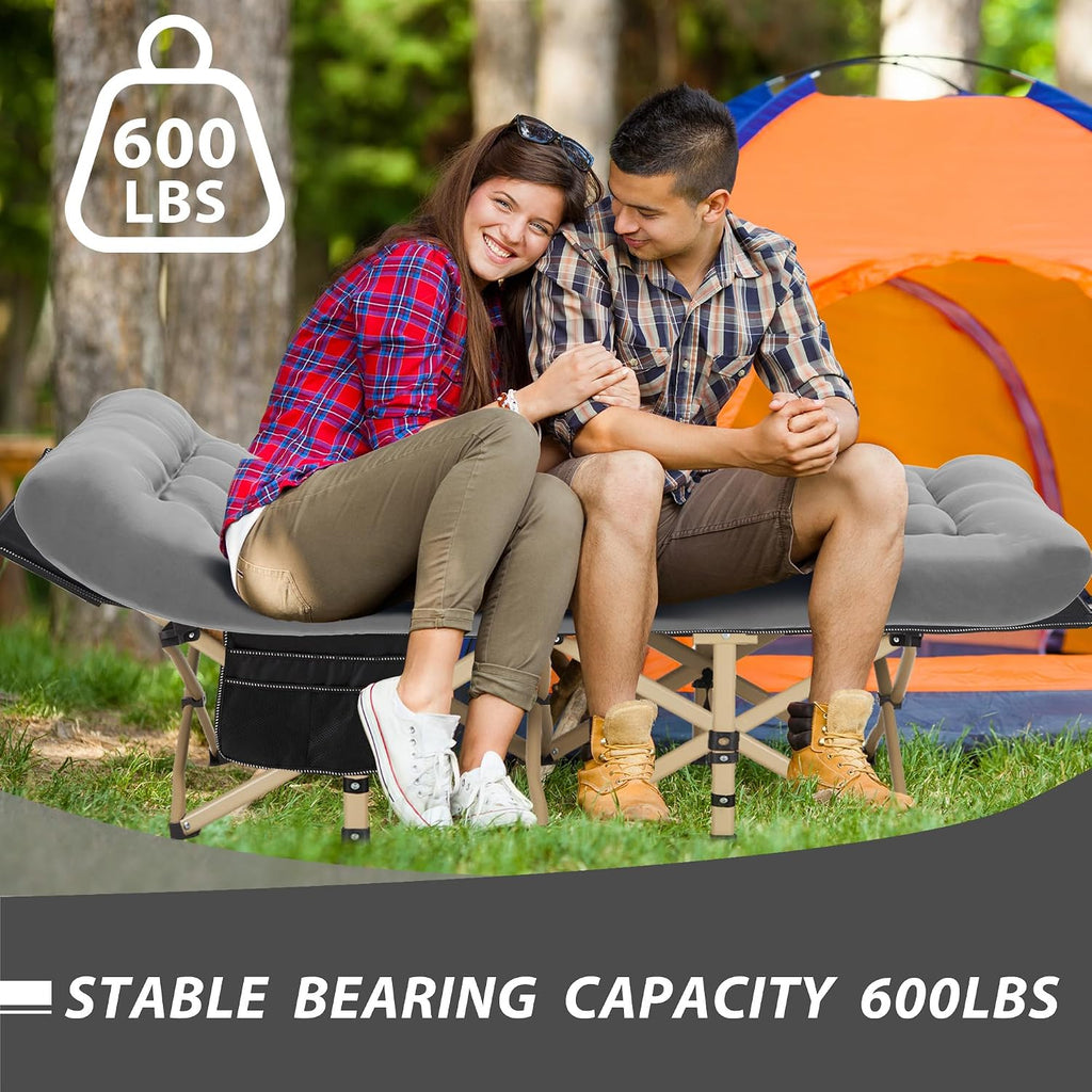 Folding Camping Cot with Mattress for Adults,28" Wide,600LBS