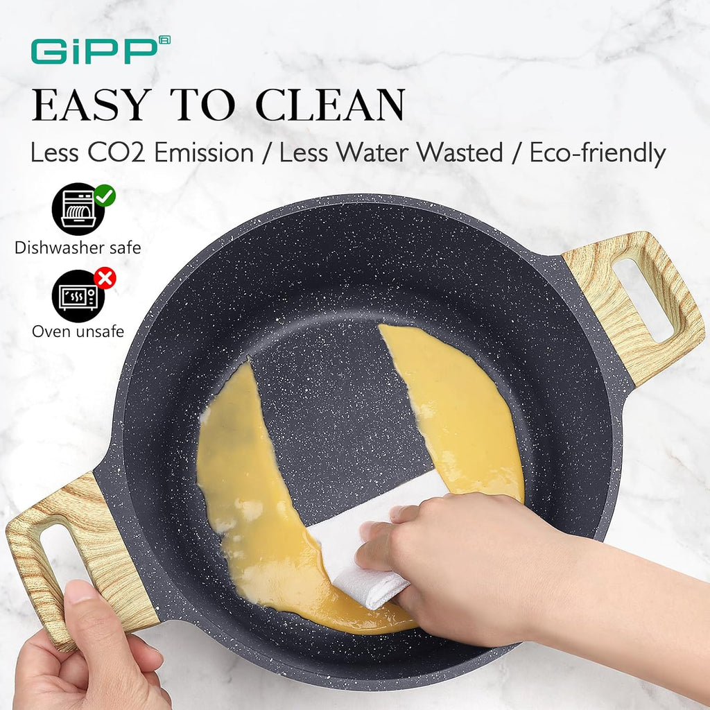 GiPP Ceramic Pots and Pans Set Non Stick - 22Pcs Nonstick Cookware Set, Non-Toxic Healthy Kitchen Cooking Set w/Frying Pans Set, Dishwasher Safe, PFAS PTFE PFOA PFOS Free, Dark Gray