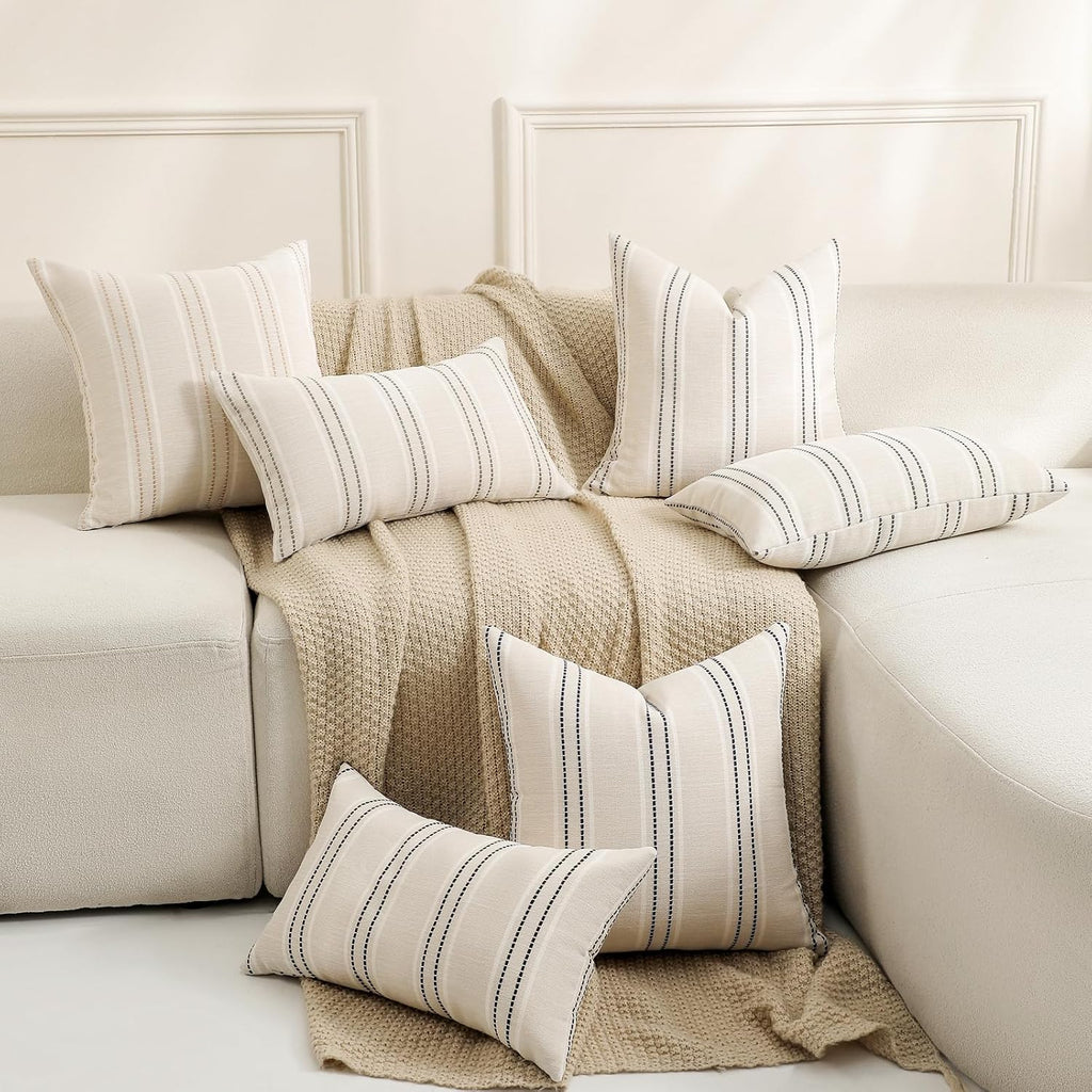 Hckot Black Striped Throw Pillow Covers 20x20 Set of 2 Boho Pillow Covers