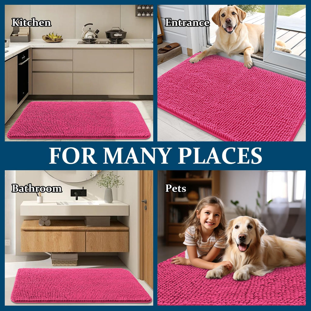OLANLY Dog Door Mat for Muddy Paws 24x16, Super Absorbent Chenille Mud Mat
