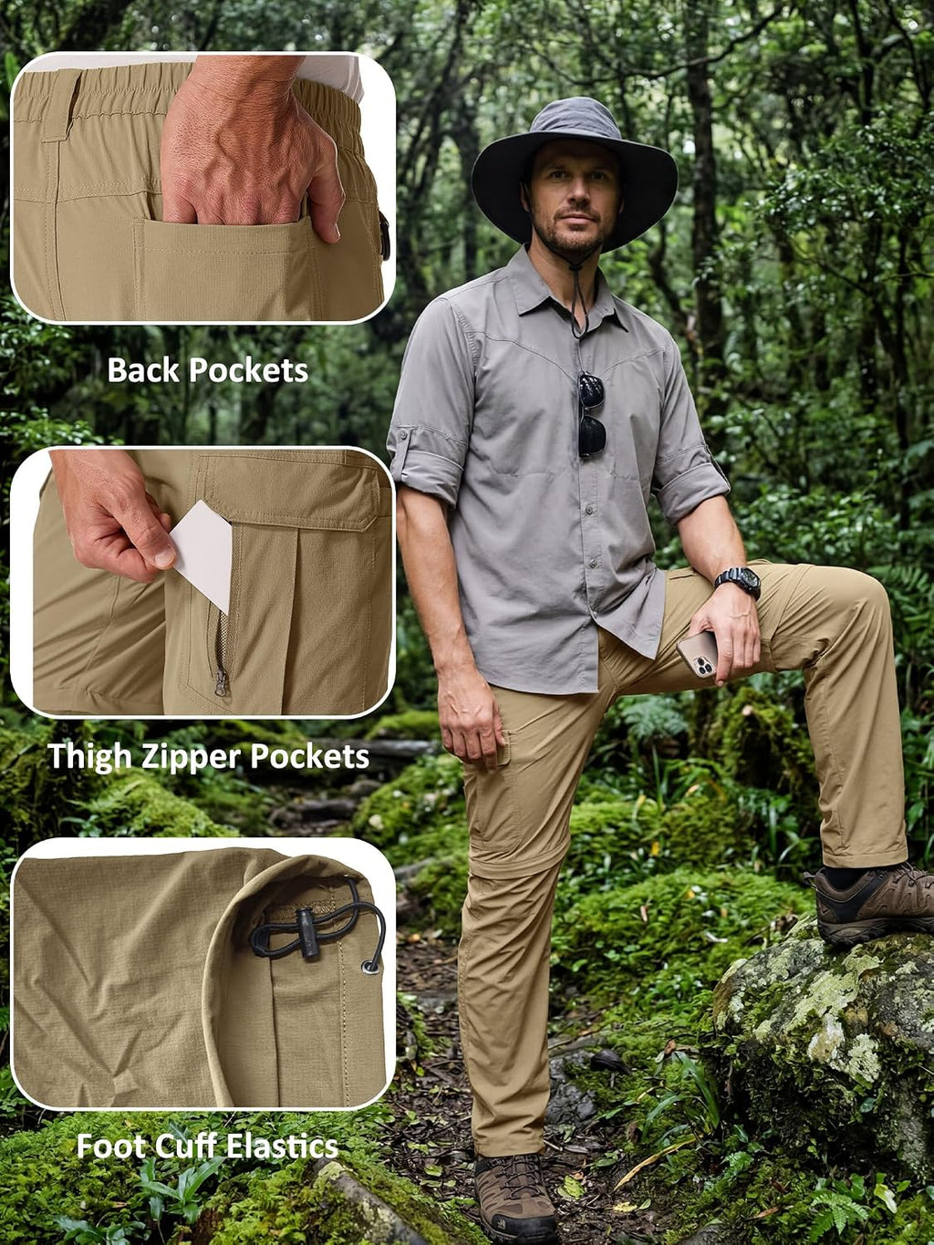 Men’s Safari Lightweight Convertible Hiking Pants