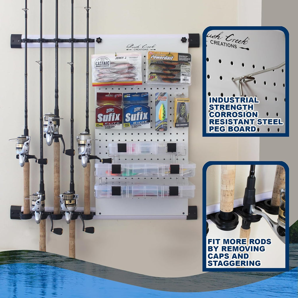 Rush Creek Creations No Limit 5-Rod Wall-Mount Fishing Pole Holder
