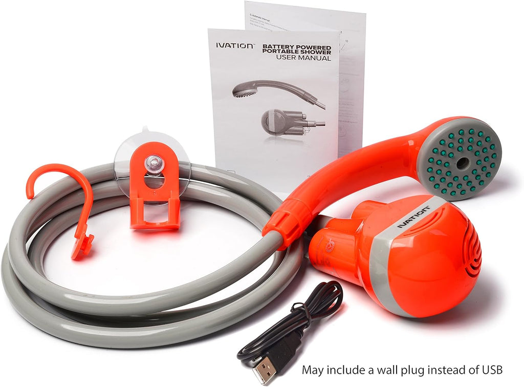 Ivation Portable Outdoor Shower, Battery Powered, Water Pump, Rechargeable