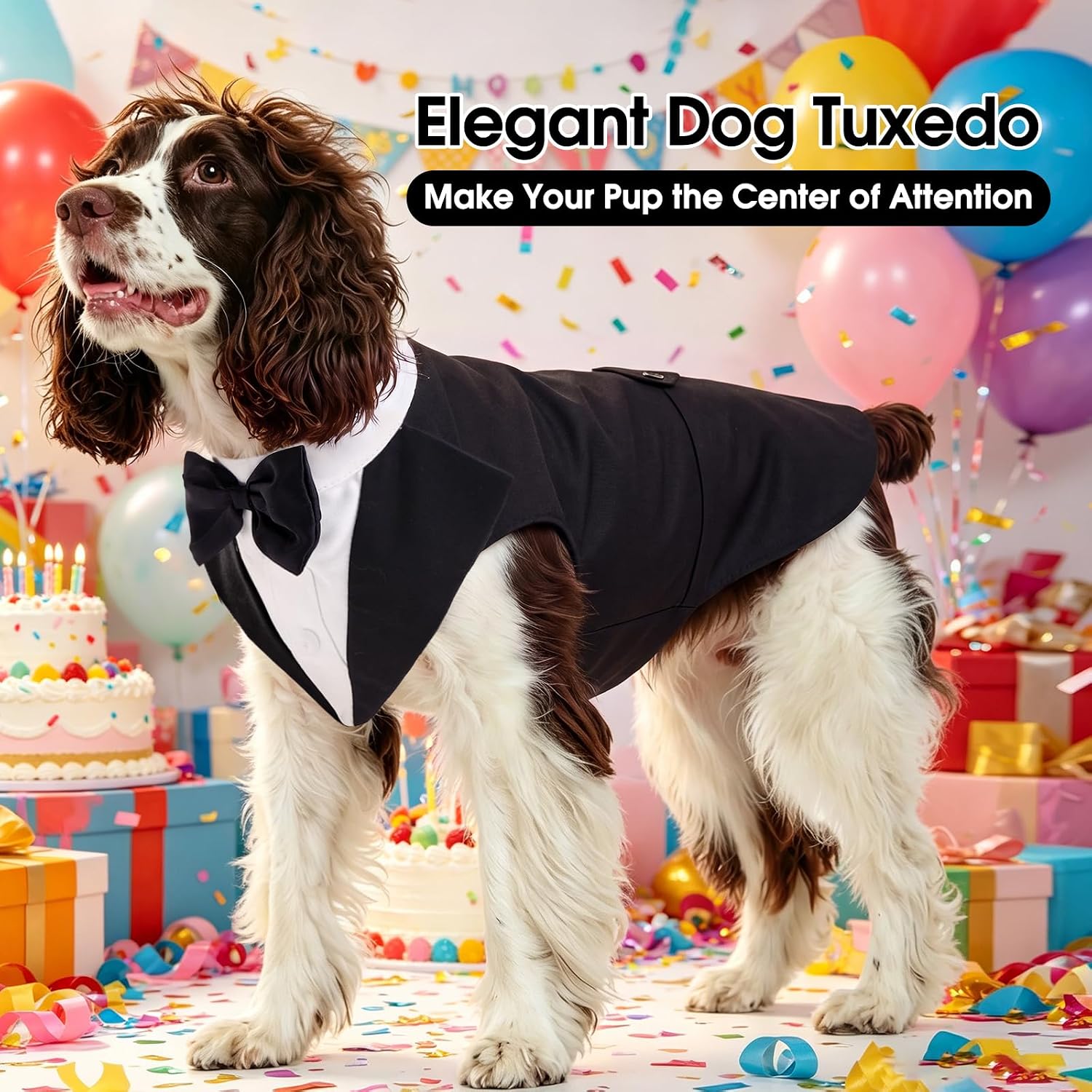 Kuoser Dog Tuxedo, Dog Suit and Bandana Set, Dogs Costume with D-Ring