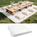 91 x 71 Extra Large White Outdoor Picnic Blanket, Woven Cotton Yarn Oversize Portable Blanket with Fringe for Camping, Lawn or Wedding Photoshoot. Indoor Bohemia Decorations, Machine Washable