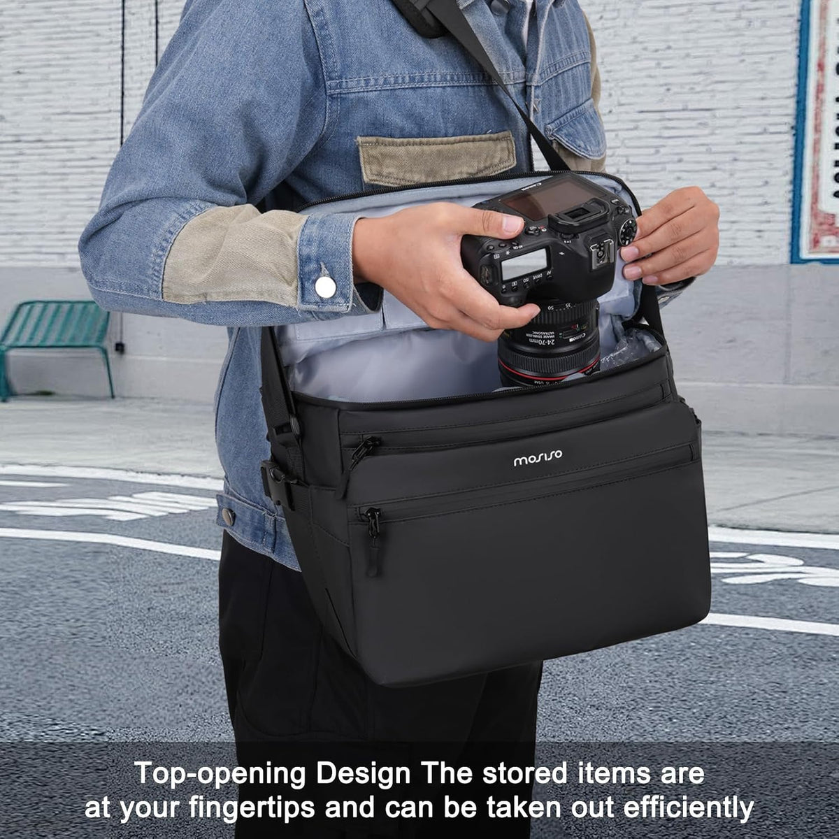 MOSISO Camera Bag Camera Case Photography Shoulder Messenger Bag, Black