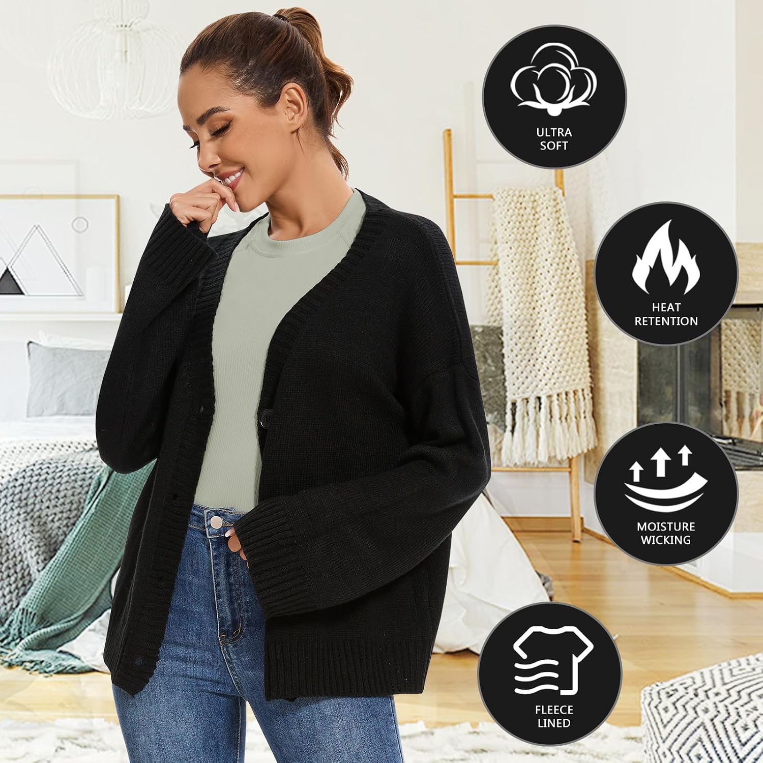 WOWENY Thermal Shirts for Women Fleece Long Sleeve Base Layer Top Winter
