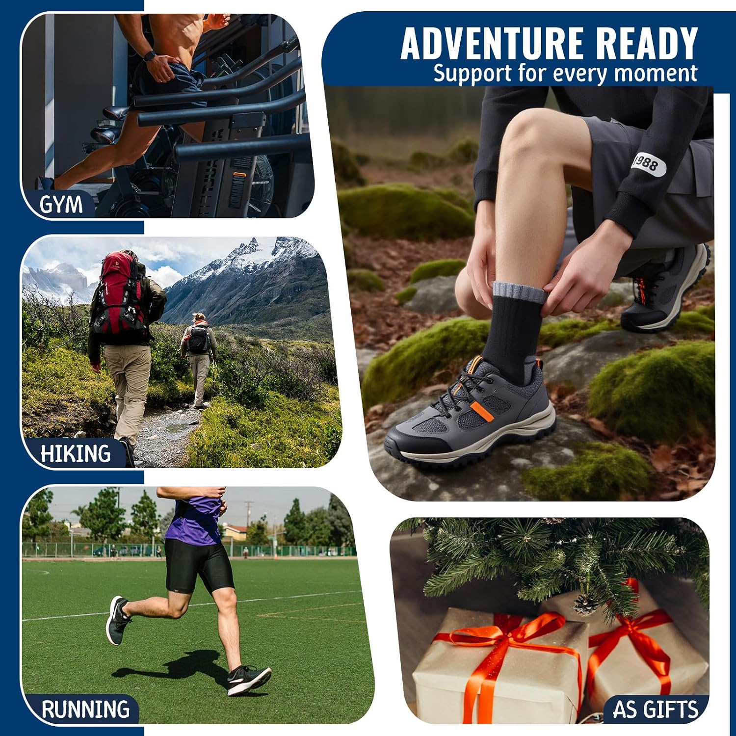 Josnown Thermal Hiking Socks Mens 5 Pairs Warm Winter Cushioned Boot Socks