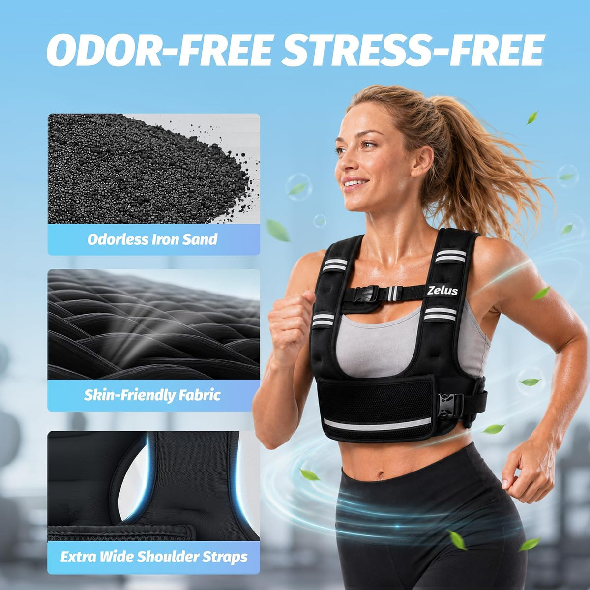 ZELUS Adjustable Weighted Vest for Women Men, Ergonomic Fit Training Vest
