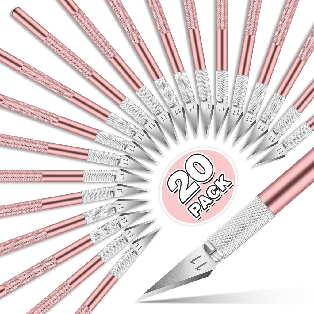 DIYSELF 20 Pack Exacto Knives for Art and Hobby, Pink