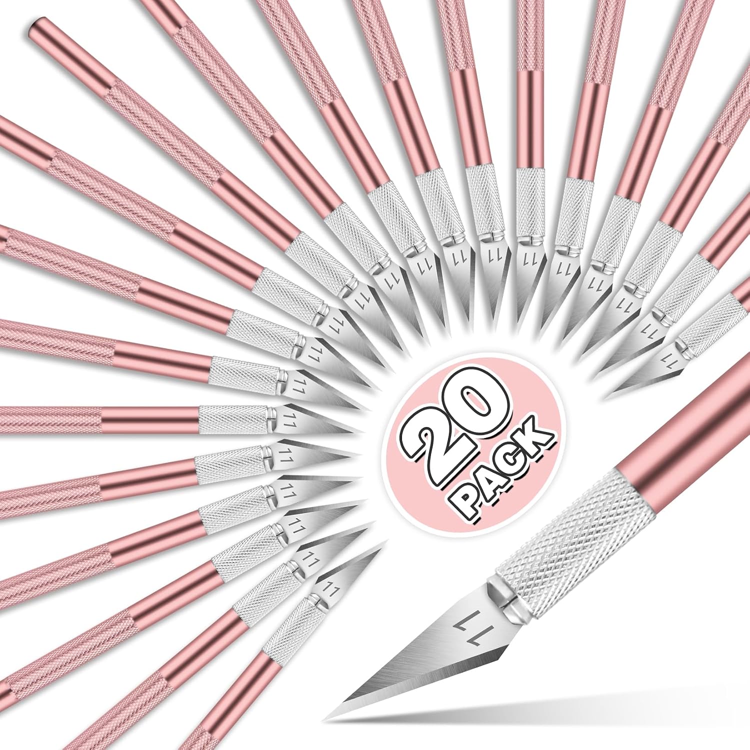 DIYSELF 20 Pack Exacto Knives for Art and Hobby, Pink
