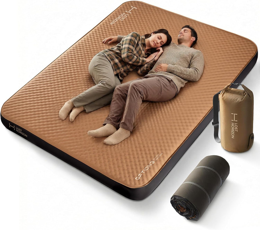 Lost Horizon Option3 Self-Inflating Foam Camping Mattress, Queen, 4.5"