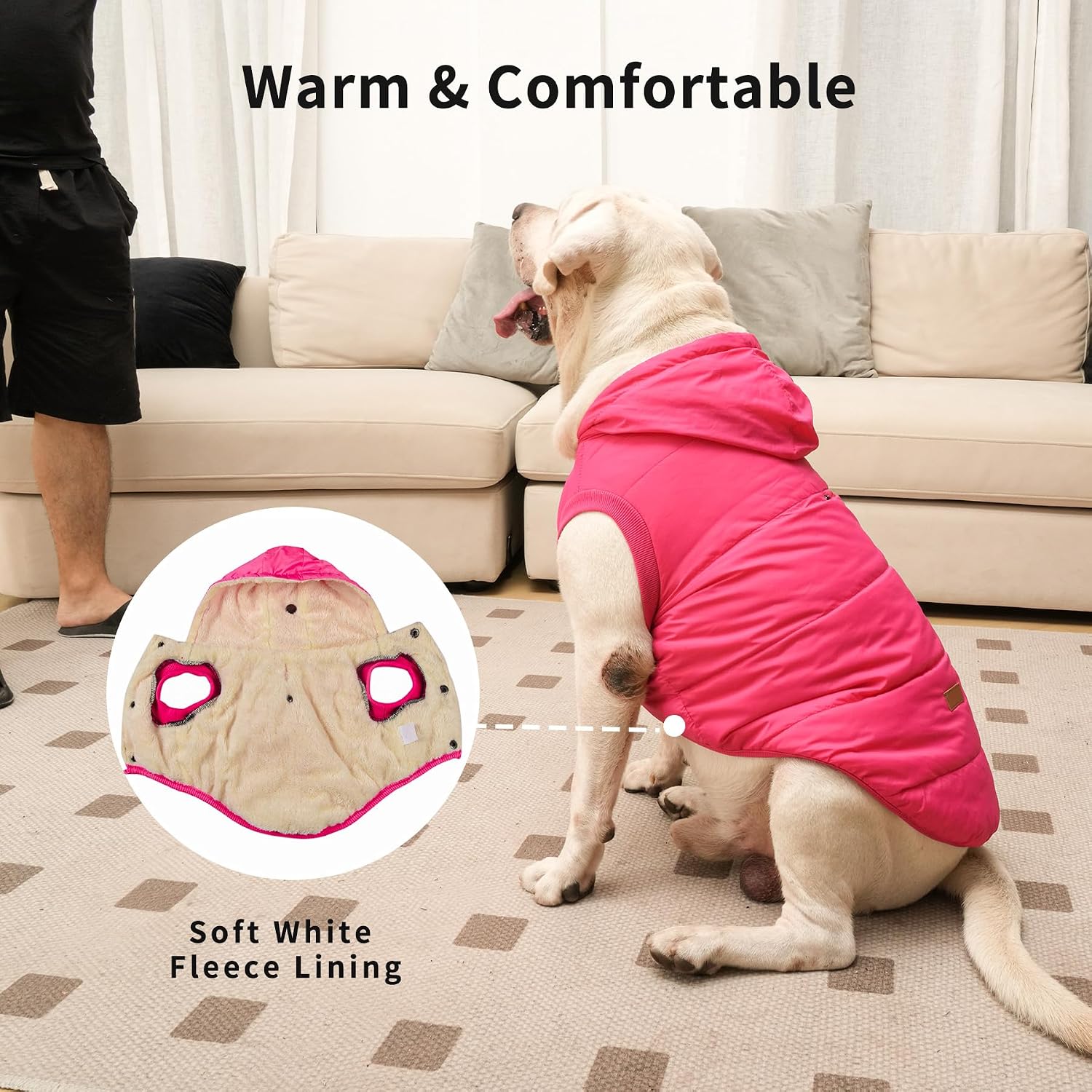 Vecomfy Warm Dog Coats with Hoodie,Winter Dog Jackets for Large Dogs