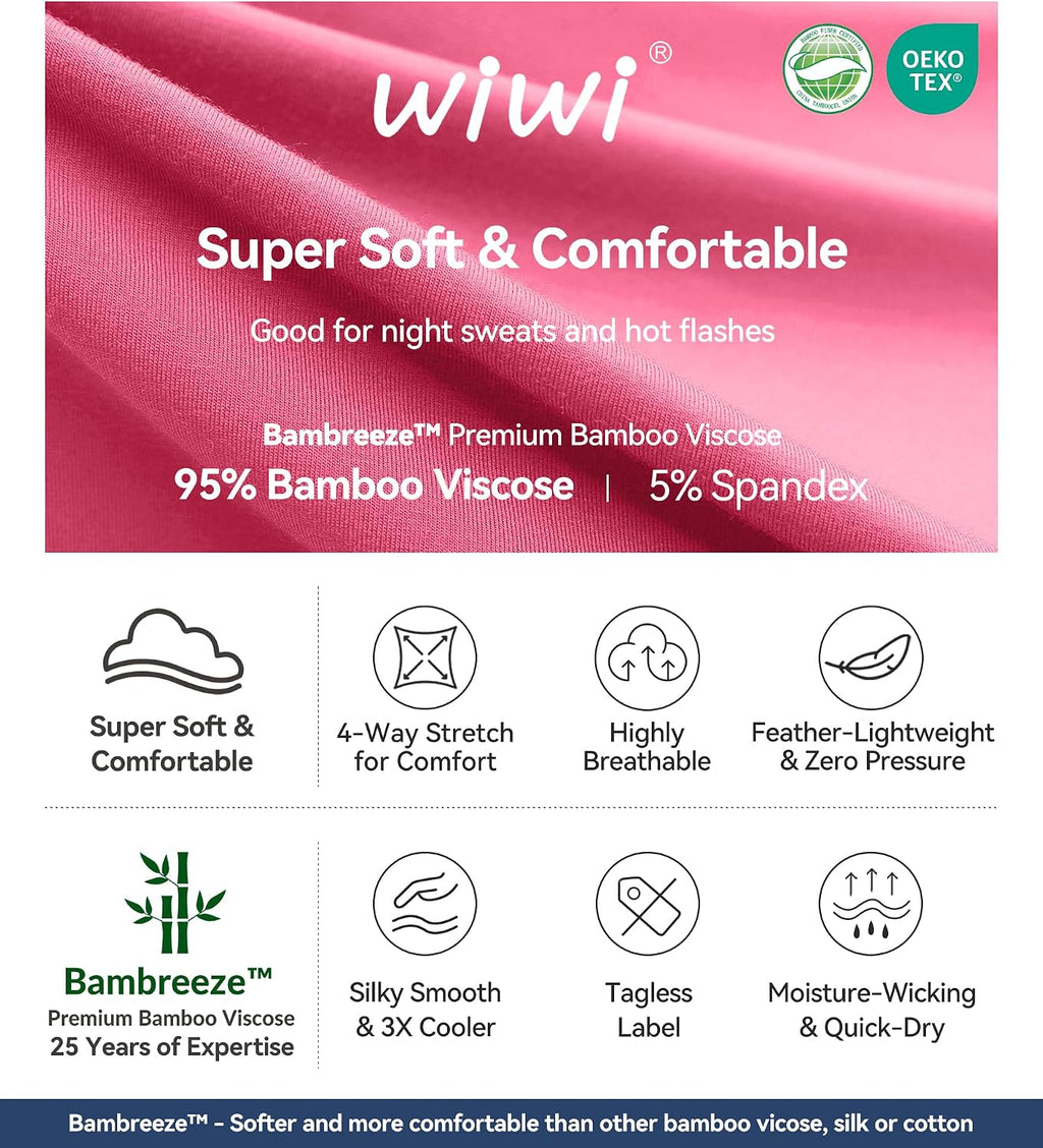 WiWi Soft Underwear for Women Thermal Long Johns Sets Super Warm Base Layer Top Pants Pajamas Set Viscose from Bamboo S-3X