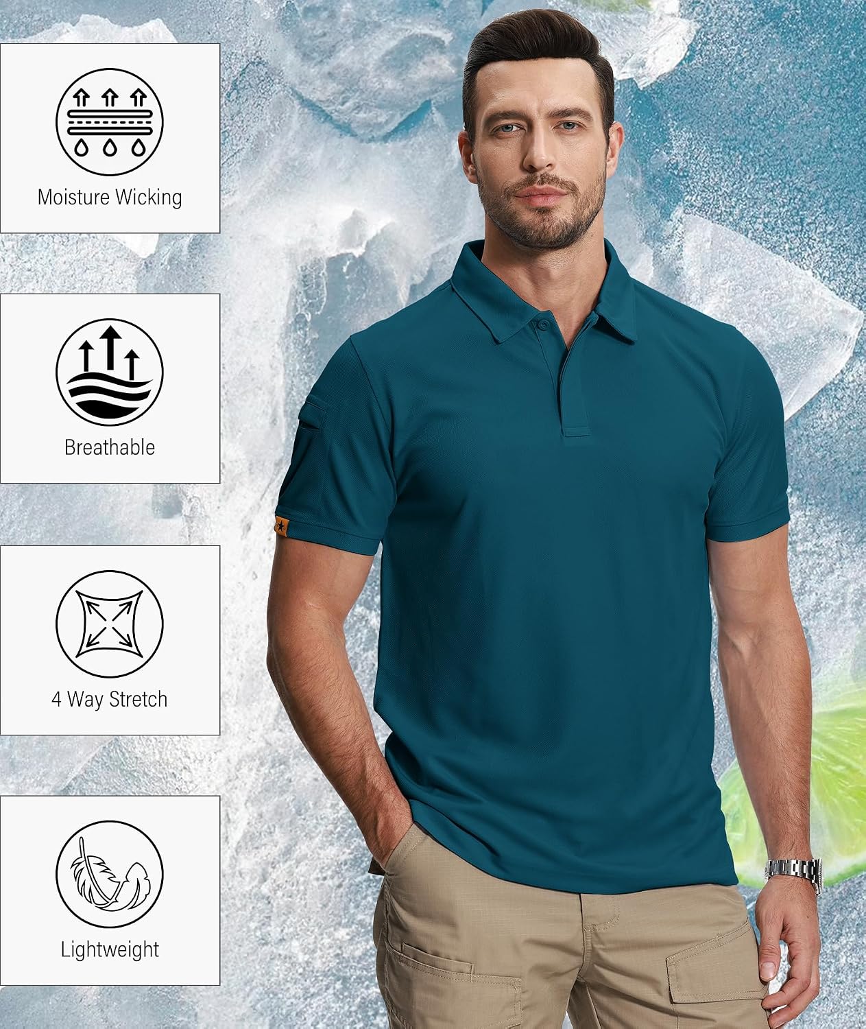 ZITY 5 Pack Mens Polo Shirt Short Sleeve Moisture Wicking Golf T-Shirt