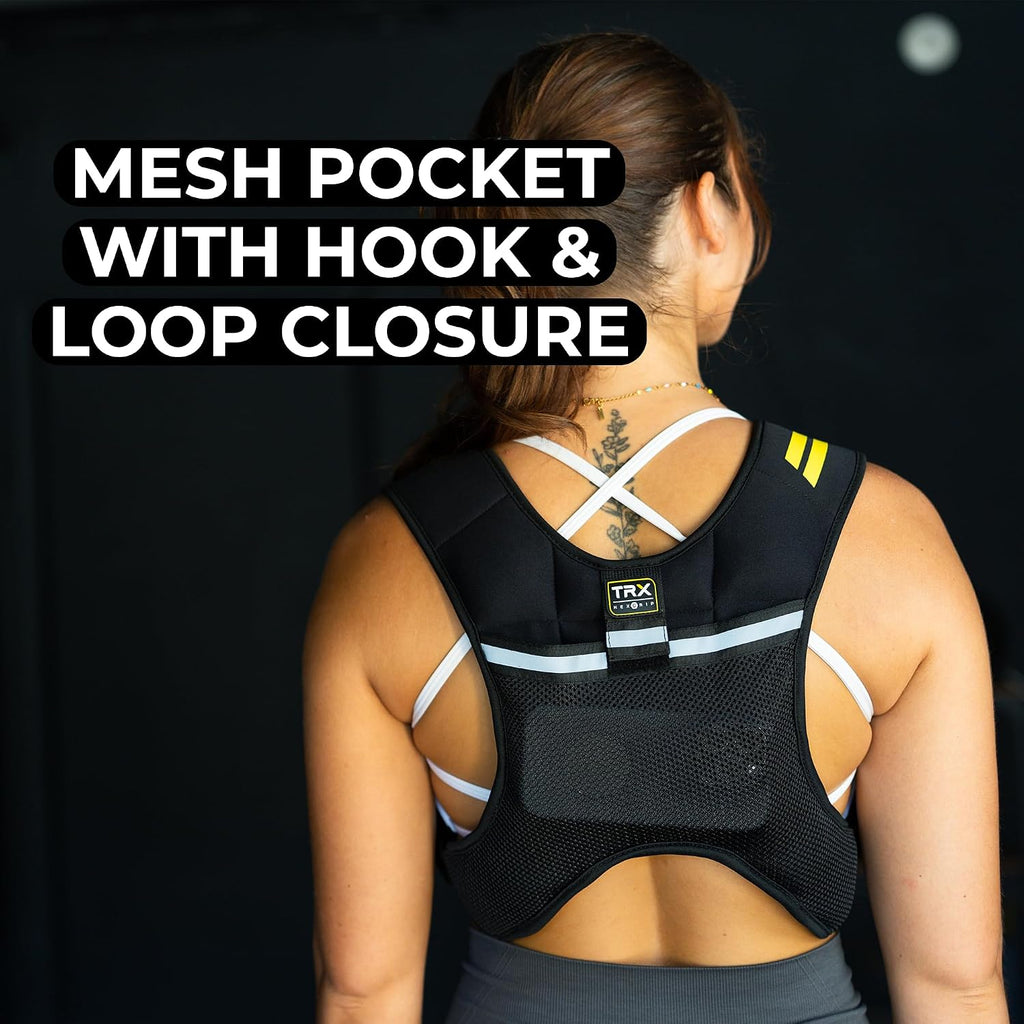 TRX HexGrip Weight Vest - 10 lb Adjustable Weight Vest for Strength Training & Running, Breathable Workout Vest for Fitness, Muscle Building, Weightlifting & Weight Loss, Durable Training Equipment