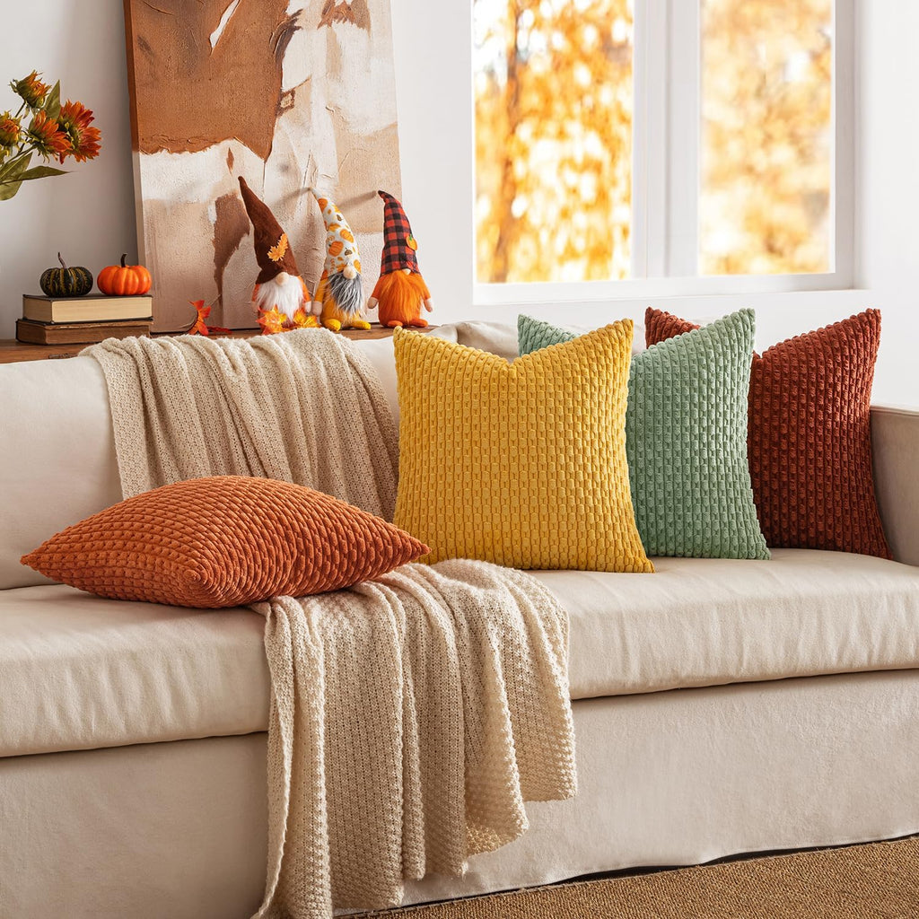 MIULEE Fall Burnt Orange Decorative Throw Pillow Covers 18x18 Set of 4