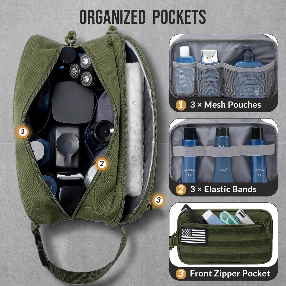 Tactical Toiletry Bag for Men Hygiene Bag Military Tool, Green
