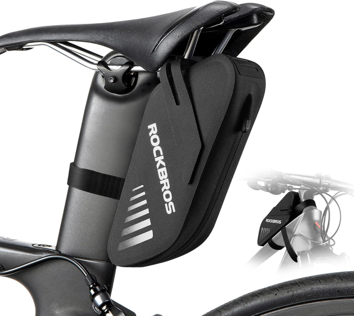 ROCKBROS Bike Seat Bag Waterproof Bicycle Saddle Bag 0.6L Bike Frame Bag