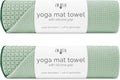 S&T INC. Aura Microfiber Yoga Mat Towel with Grip, 2 Pack, 24" x 72", Green