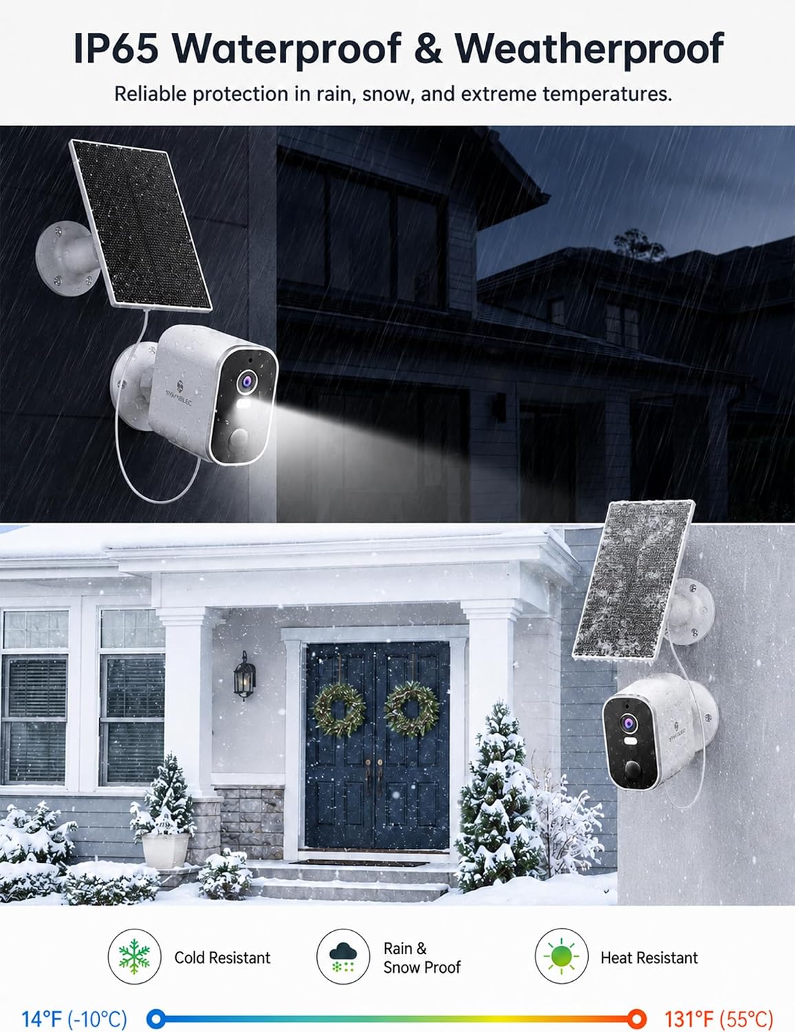 SYMYNELEC 2K Solar Security Cameras Wireless Outdoor, 2-Pack