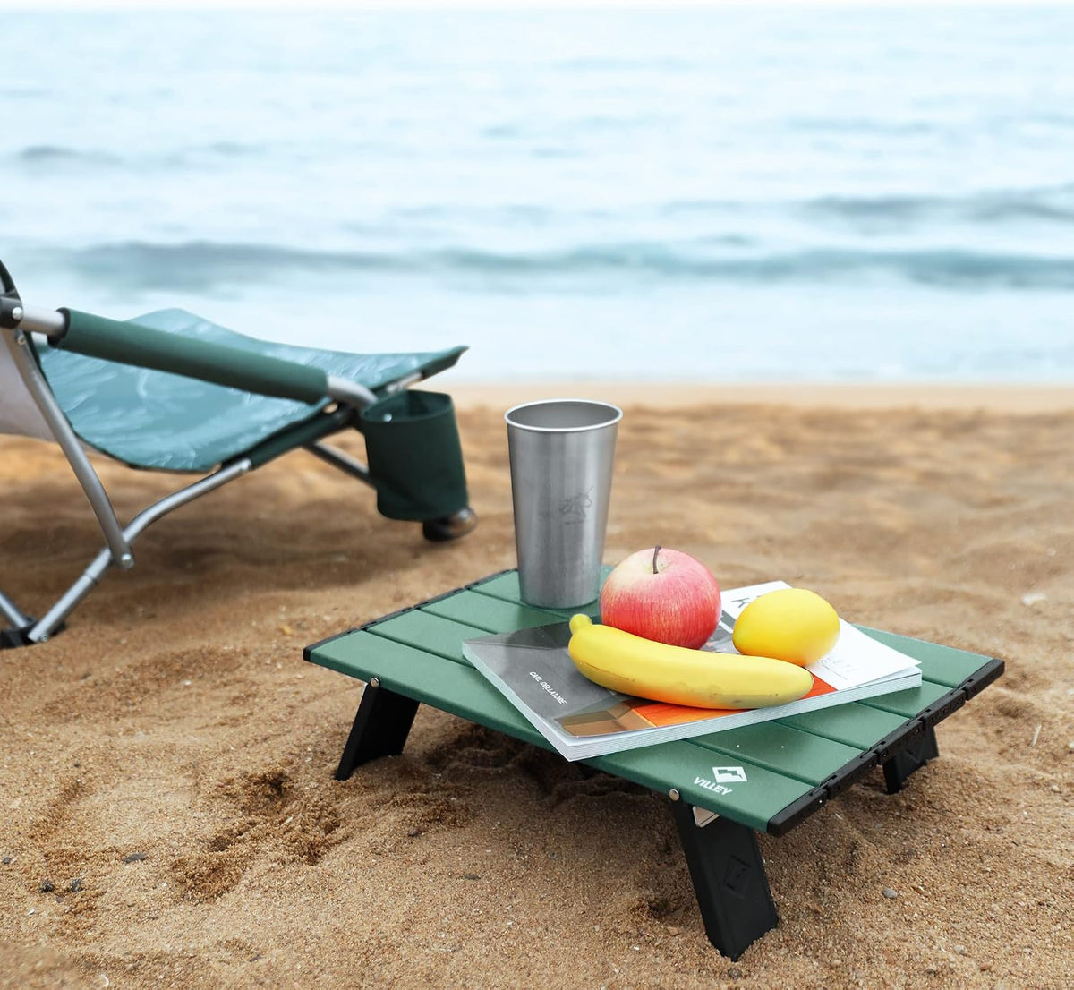 VILLEY Portable Mini Folding Beach Table, Ultralight Aluminum Side Table