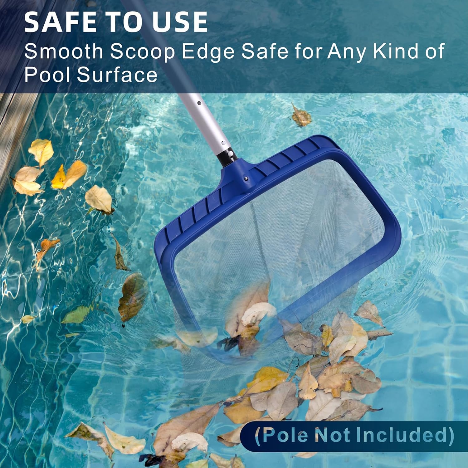 POOLAZA Pool Skimmer Net, Deep Net with Reinforced Frame & Easy Scoop Edge