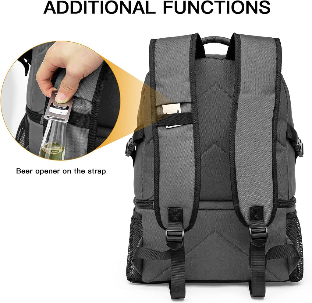 TUGUAN Dual Compartment Cooler Backpack Insulated 16Cans Lunch Box Backpack