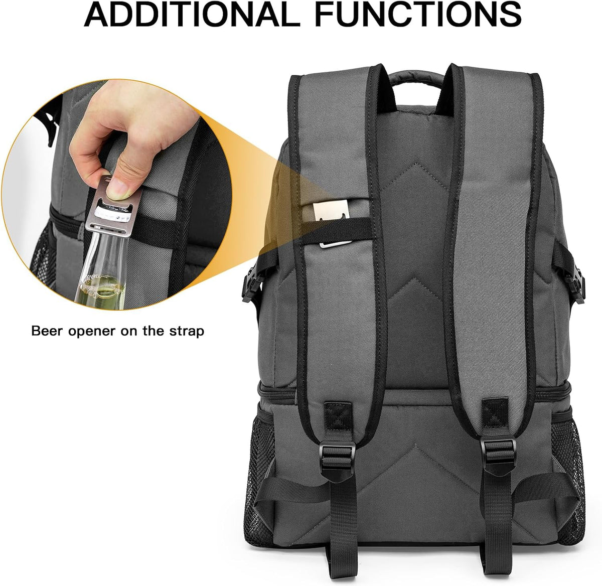 TUGUAN Dual Compartment Cooler Backpack Insulated 16Cans Lunch Box Backpack
