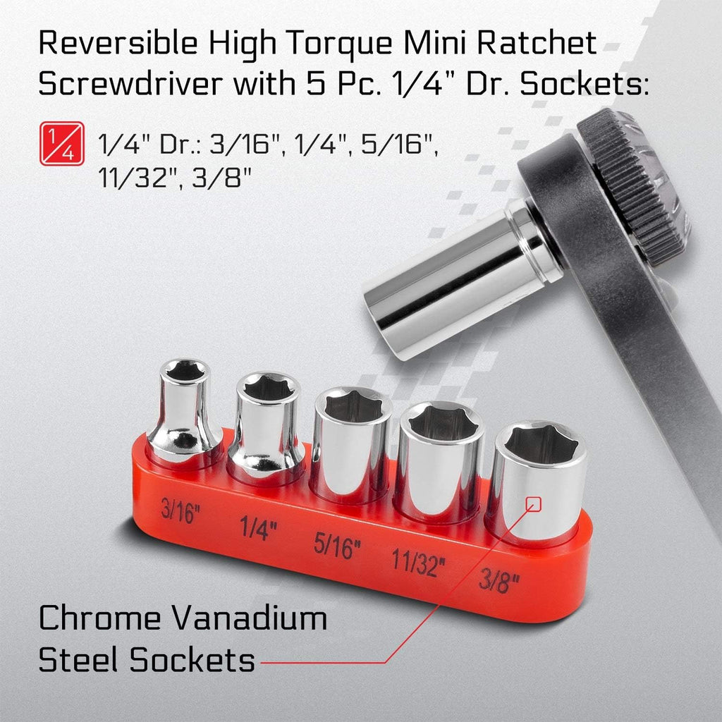 Carbyne 17-Piece Right Angle Mini Ratchet Wrench Screwdriver Set