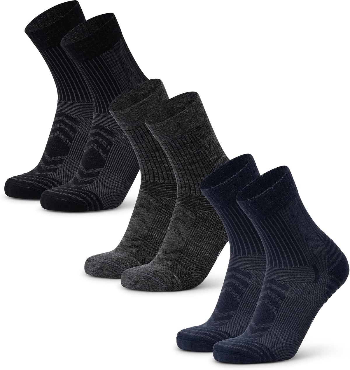 DANISH ENDURANCE Merino Wool Hiking Socks, Lightweight, 3 & 5-Pack