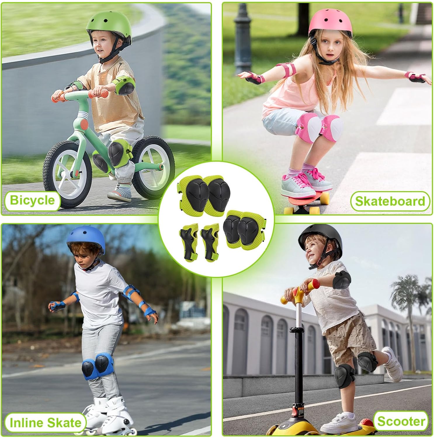 Kids Protective Gear Set Knee Pads for Kids 3-8 Years, Toddler Knee Pads and Elbow Pads for Girls Boys with Wrist Guards 3 in 1 for Skating Cycling Bike Rollerblading Scooter
