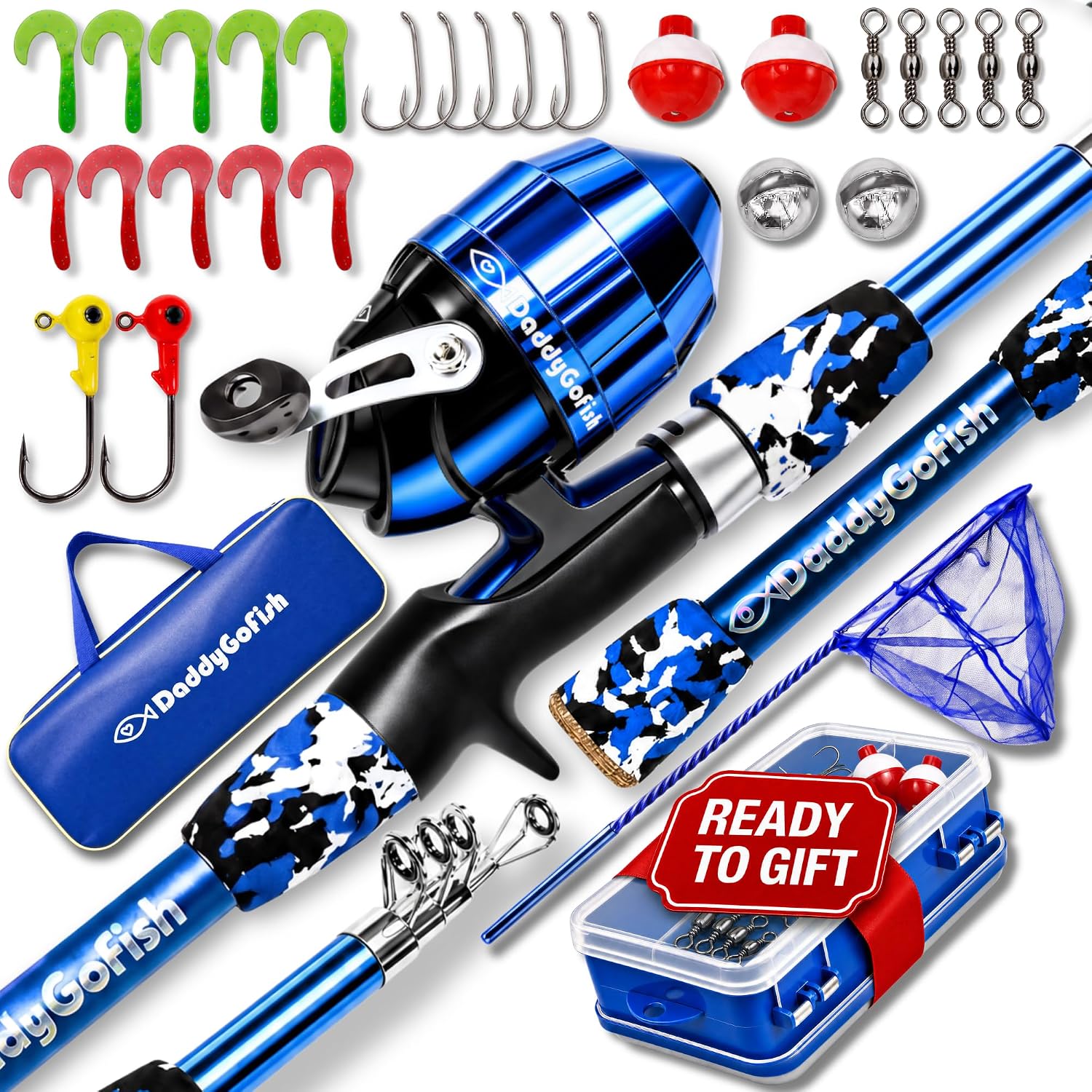 Kids Fishing Pole for Boys, Girls & Youth Age, Toddler Fishing Pole Set Kit