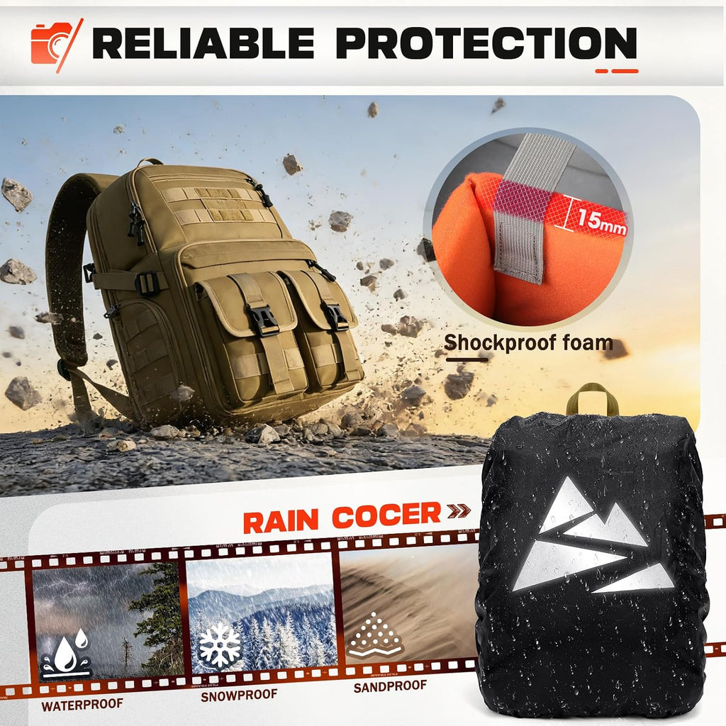 RAINSMORE Camera Backpack, DSLR/SLR/Mirrorless Camera Bag for Photographers