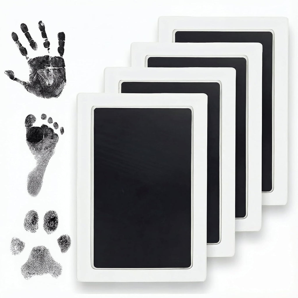 Clean Touch Ink Pad for Baby Handprints and Footprints – Inkless Infant Hand & Foot Stamp – Safe for Babies, Doesn’t Touch Skin – Perfect Family Memory or Gift – Black Standard Size [4 Pack]