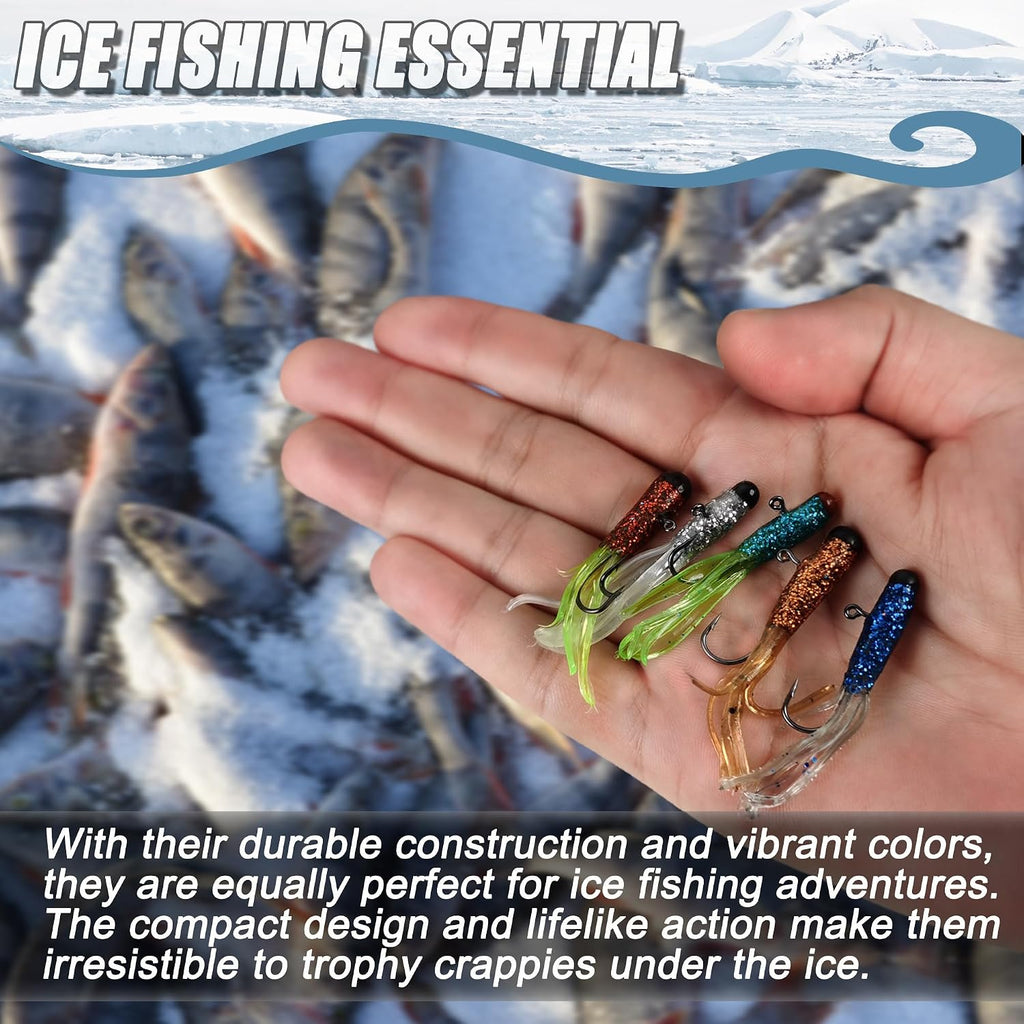 Crappie Tube Lures Jig Heads Soft Plastic Baits Worms Kit