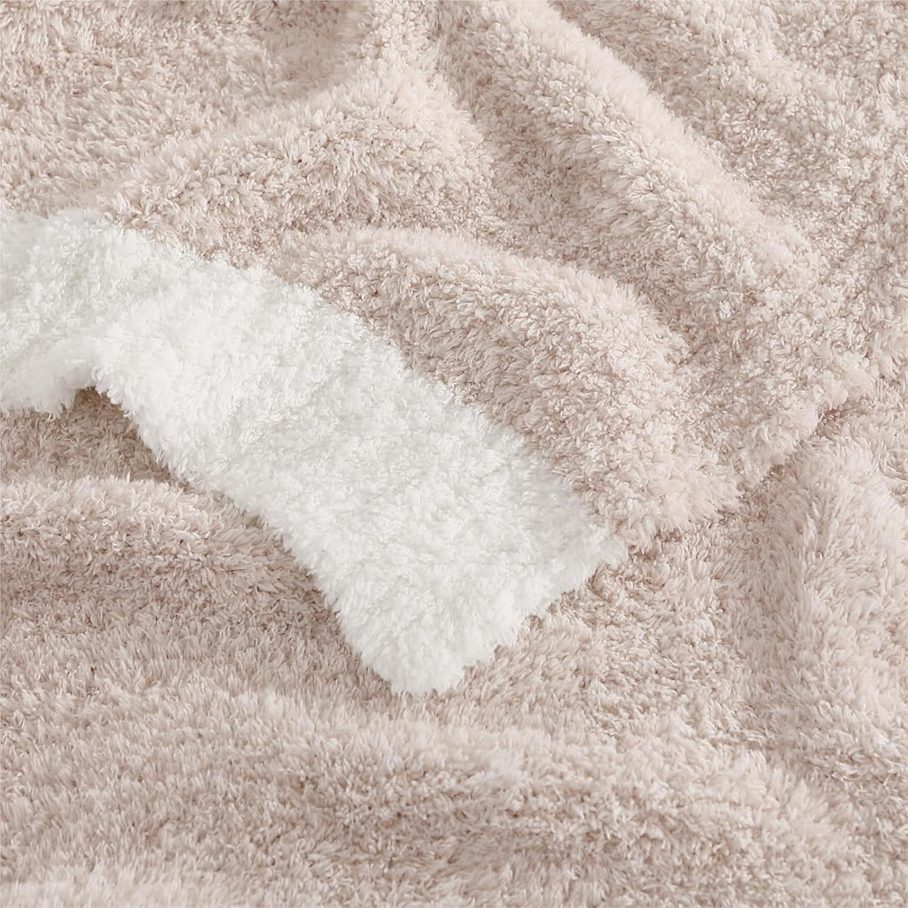 WRENSONGE Soft Throw Blanket for Couch-Cozy Reversible Knitted BlanketsW