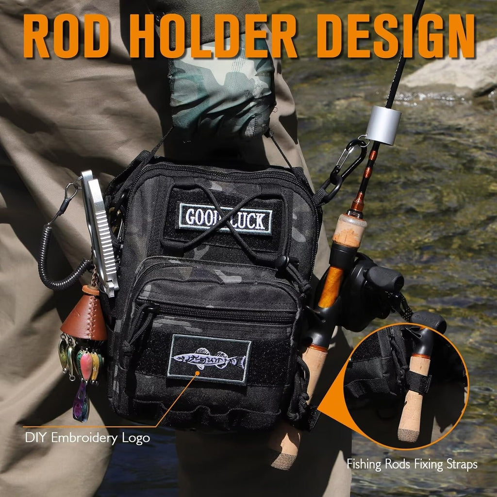 Dovesun Small Fishing Backpack Fly Fishing Sling Pack Backpack Tackle Bag