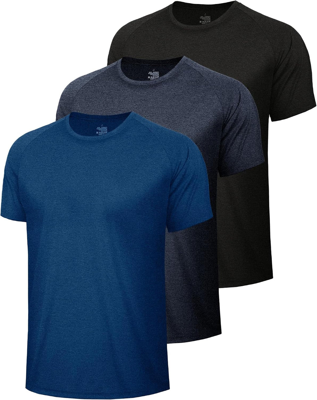 BOOJO 3 Pack Workout Mens Shirts - Quick Dry Causal Moisture Wicking Gym Athletic Short Sleeve T-Shirts for Running Sport