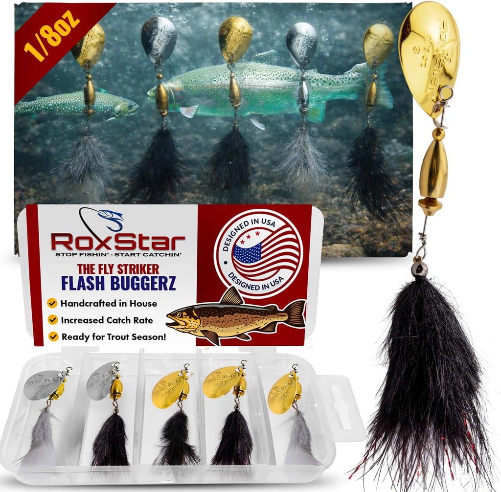 RoxStar Fly Strikers Blue Series - Hand-Crafted in The USA - Proven Nationwide Most Versatile Fishing Spinner for Bass, Trout, Pike, Steelhead- Stop Fishing Start Catching