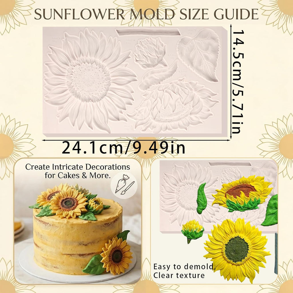 Oversized Sunflower Silicone Mold Leaves Fondant Mold
