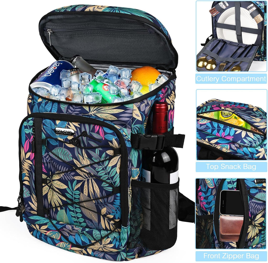 HXLGMD Backpack Coolers Insulated Leak Proof 30 Cans, Soft Sided Insulated Cooler Bags Ice Chest Backpack for Beach Travel Camping, with Reusable Ice Packs